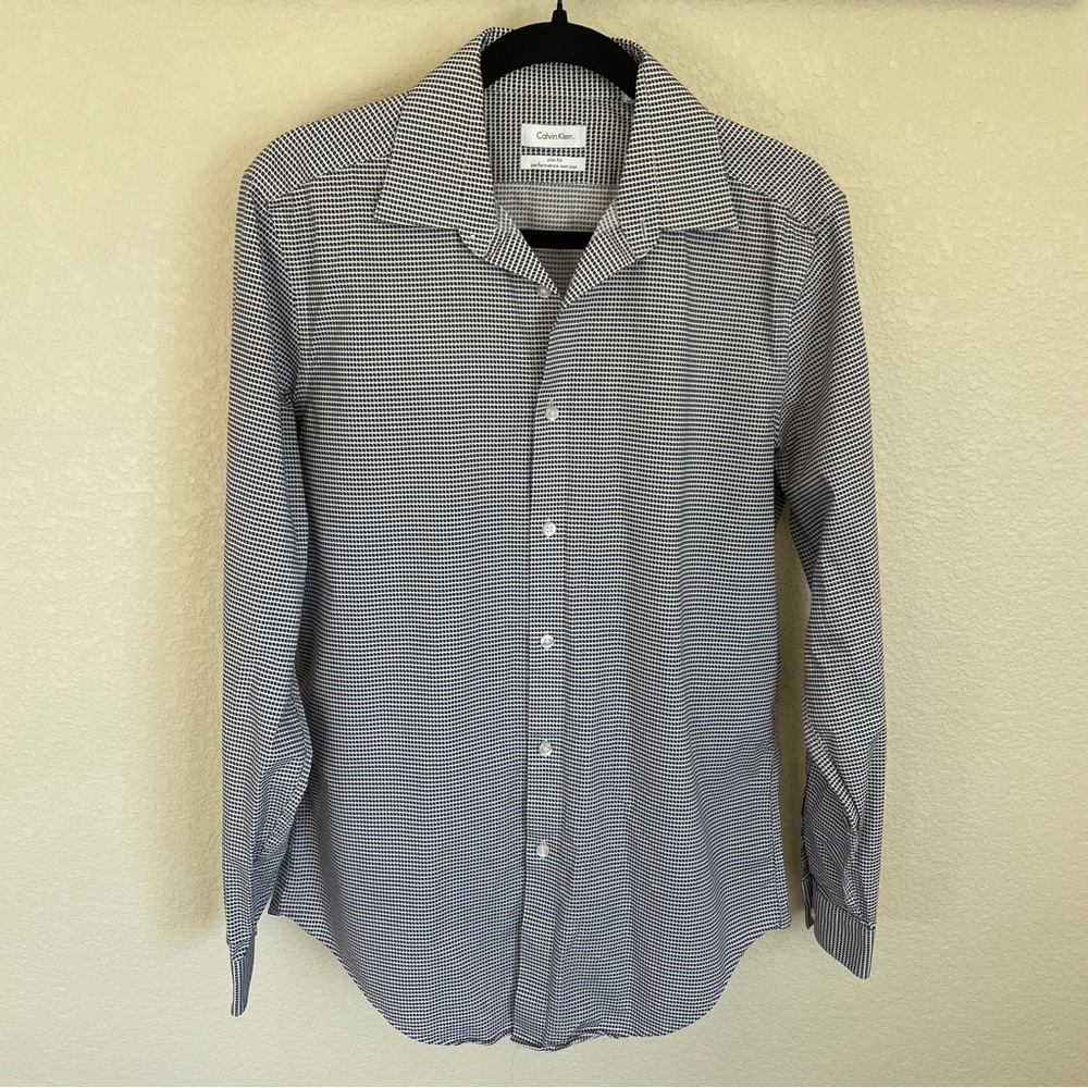Calvin Klein Slim Fit Performance Non-Iron Button Down Shirt 34/35 Office Career